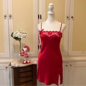 Victoria’s Secret Angels red satin chemise slip dress